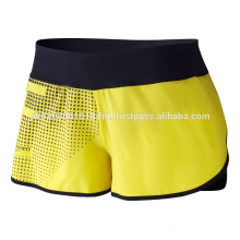 Short crossfit en tissu polyester jaune sur mesure pour filles et femmes